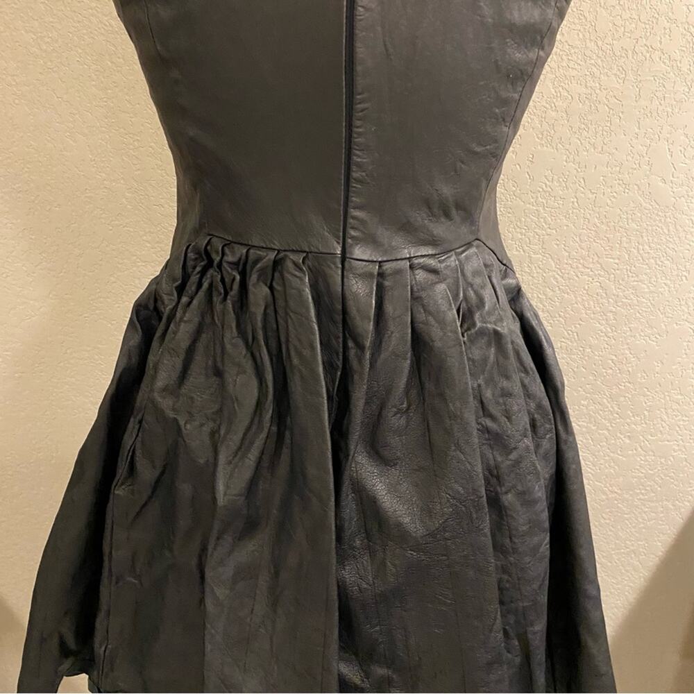 Rebecca Minkoff Leather Pleated Dress Black 10 - Picture 9 of 11